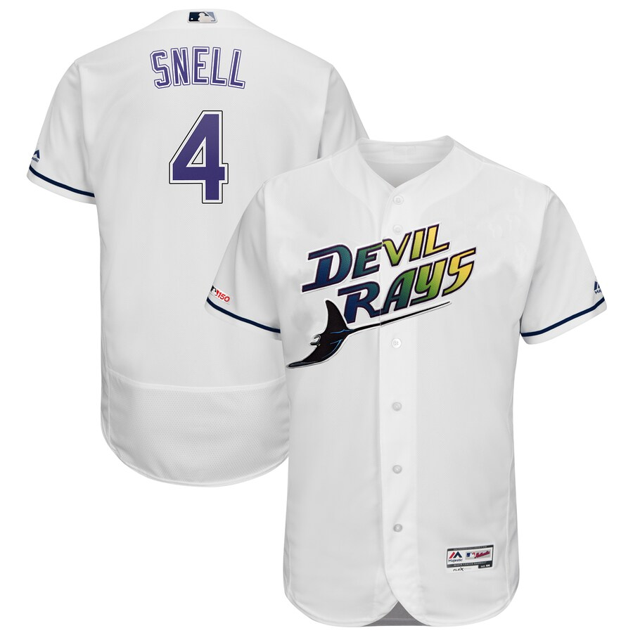 Men's Tampa Bay Rays #4 Blake Snell White Flex Base Stitched Jersey Men's Tampa Bay Rays #4 Blake Snell White Flex Base Stitched Jersey